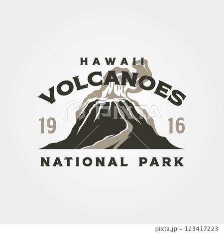 hawaii volcanos vintage logo vector symbol illustration design, mountain eruption symbol hawaii volcanos vintage logo vector symbol illustration design, mountain eruption symbol 123417223