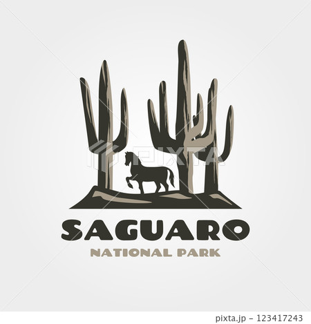 saguaro vintage vector logo symbol illustration design saguaro vintage vector logo symbol illustration design 123417243