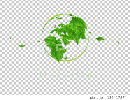 Earth/World Map Drawn with Green Leaves (Europe, Africa, Middle East) | Ecology Art Series 123417874