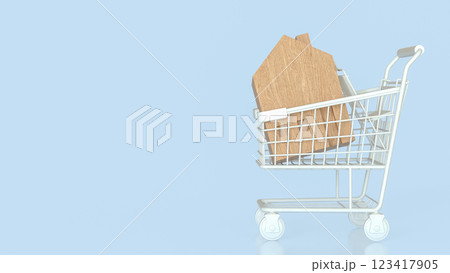 The House in Shopping cart  for property or real estate  concept 3d Rendering. 123417905