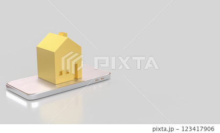 The House on mobile for property or real estate  concept 3d Rendering. 123417906