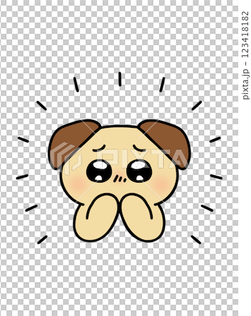 目をキラキラ輝かせて感動する犬 目をキラキラ輝かせて感動する犬 123418182