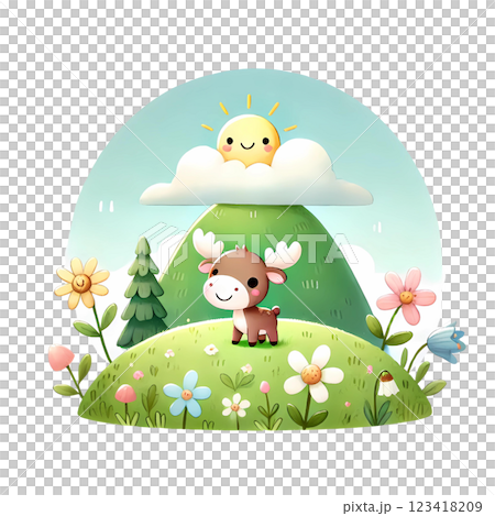 cute moose in the field cute moose in the field 123418209