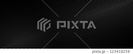 Black oblique straight line background. Slanted dark linear abstract wallpaper. Luxury stripe gradient texture. Uneven diagonal line backdrop for presentation, flyer, banner, poster, cover. Vector 123418259