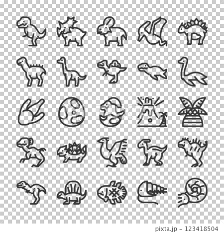 恐龍和古生物學圖標集 123418504