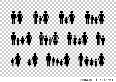 様々な家族構成を表したイメージイラスト 123418764