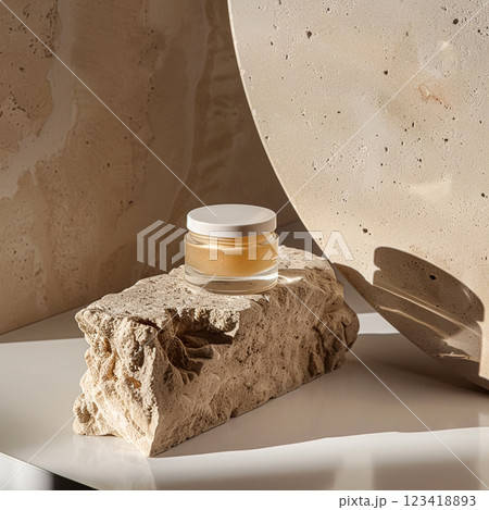 Cosmetic cream in a glass jar. Skin care concept. Background for beauty products 123418893