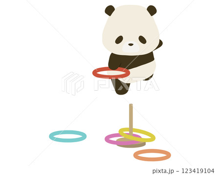 輪投げで遊ぶパンダ 123419104