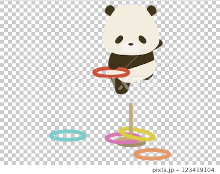 Pandas playing ring toss 123419104