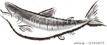 鮭のイラスト 墨絵風 鮭のイラスト 墨絵風 123419373