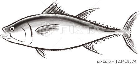 まぐろのイラスト 墨絵風 まぐろのイラスト 墨絵風 123419374