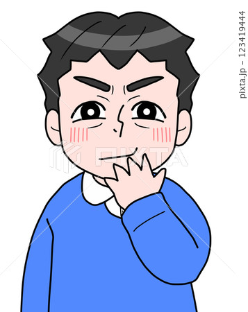 ほくそ笑む中高年男性のイラスト ほくそ笑む中高年男性のイラスト 123419444