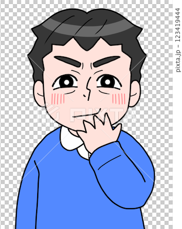 ほくそ笑む中高年男性のイラスト ほくそ笑む中高年男性のイラスト 123419444