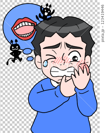 虫歯になってしまった中高年男性のイラスト 123419446