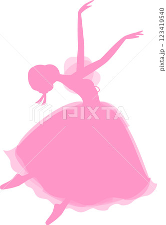 バレリーナのピンクのシルエット バレエ ジゼルの村娘 バレリーナのピンクのシルエット バレエ ジゼルの村娘 123419540