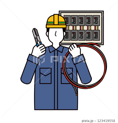 電気工事をする男性 123419558