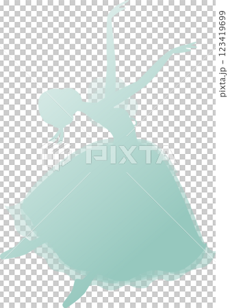 Mint green silhouette of ballerina, gradation, ballet, Giselle's Village Girl 123419699
