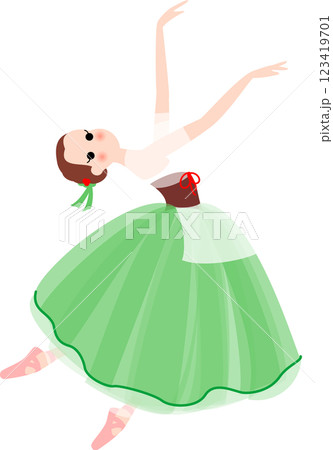 バレエ　バレリーナ　ジゼルの村娘　グリーン 123419701