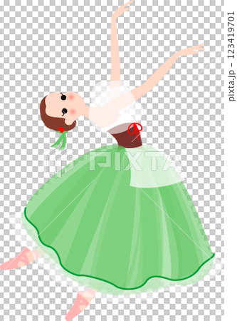 バレエ　バレリーナ　ジゼルの村娘　グリーン 123419701
