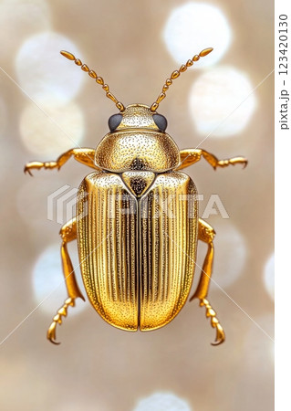 A stunning macro shot of a golden beetle captured in natural light, showcasing its intricate details and vibrant colors A stunning macro shot of a golden beetle captured in natural light, showcasing its intricate details and vibrant colors 123420130