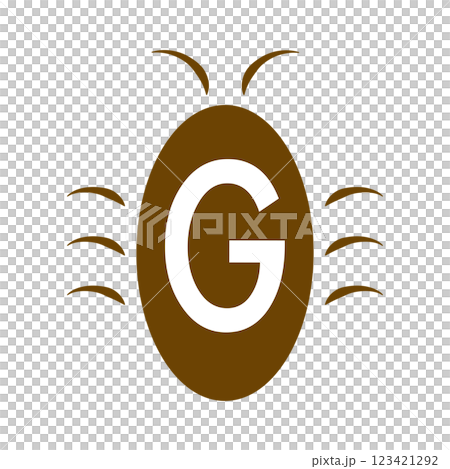 フォルメしたゴキブリのイメージイラスト、Gの文字入り フォルメしたゴキブリのイメージイラスト、Gの文字入り 123421292