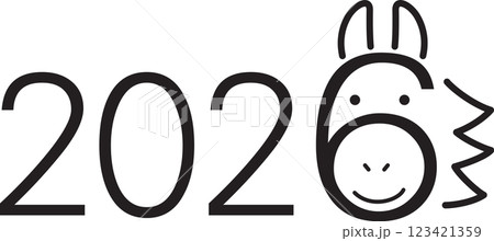 文字絵　2026　馬　正面顔 123421359