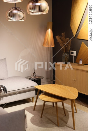 Embrace Modern Interior Design with Elegant Furniture and Stunning Lighting for balance Embrace Modern Interior Design with Elegant Furniture and Stunning Lighting for balance 123421690