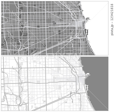 Layered editable vector illustration outline Map of Chicago,USA Layered editable vector illustration outline Map of Chicago,USA 123421818