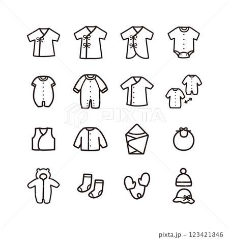シンプルなベビー服アイコンセット 123421846