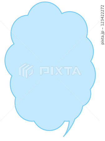 水色のシンプルな雲型の縦長の吹き出し 123422272
