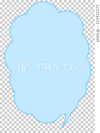 水色のシンプルな雲型の縦長の吹き出し 123422272