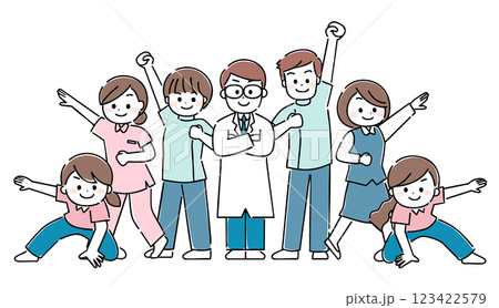 ヒーローポーズの在宅医療チームの人々 ヒーローポーズの在宅医療チームの人々 123422579