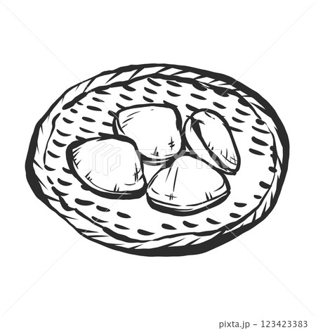 バカガイの手描き筆絵風イラスト バカガイの手描き筆絵風イラスト 123423383