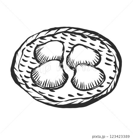 赤貝の手描き筆絵風イラスト 赤貝の手描き筆絵風イラスト 123423389