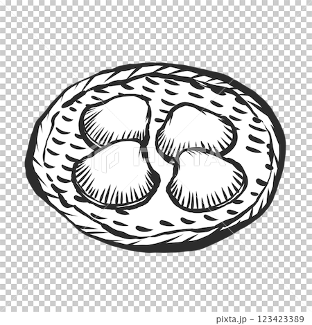 赤貝の手描き筆絵風イラスト 赤貝の手描き筆絵風イラスト 123423389