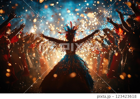 Fireworks night: Guy Fawkes Night, known for bonfires and dazzling fireworks across UK, 5 November, tradition rich in history, communal spirit, bringing people together in celebration. 123423618