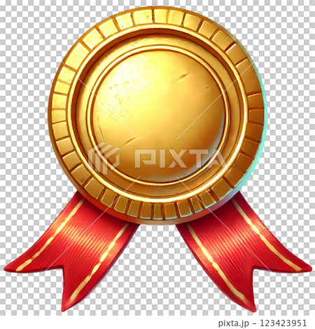 gold medal with red ribbon 123423951