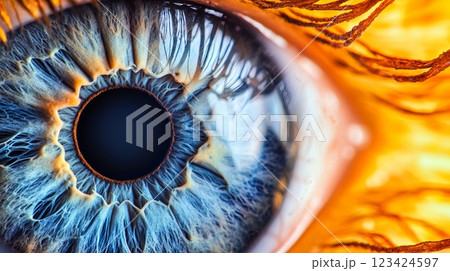Close-up of Human Eye with Detailed Iris and Pupil for Eye Health and Infection Treatment 123424597