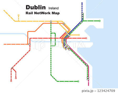 Layered editable vector illustration of Rail Network Map of Dublin,Ireland 123424709