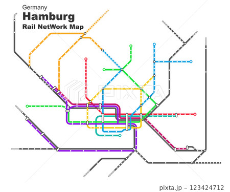 Layered editable vector illustration of Rail Network Map of Hamburg,Germany 123424712