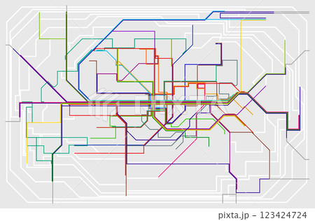 Layered editable vector illustration of overview map of urban transportation in Munich, Germany 123424724