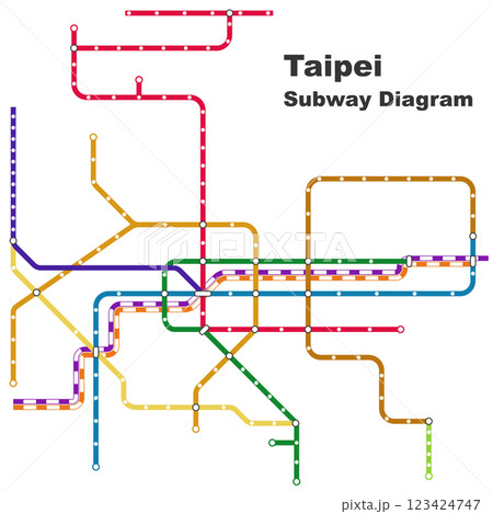 Layered editable vector illustration of the subway diagram of Taipei,Taiwan. 123424747