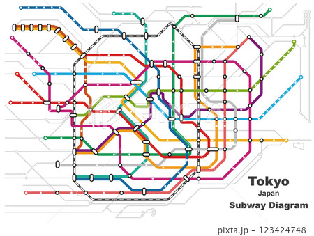 Layered editable vector illustration of the subway diagram of Tokyo,Japan. 123424748