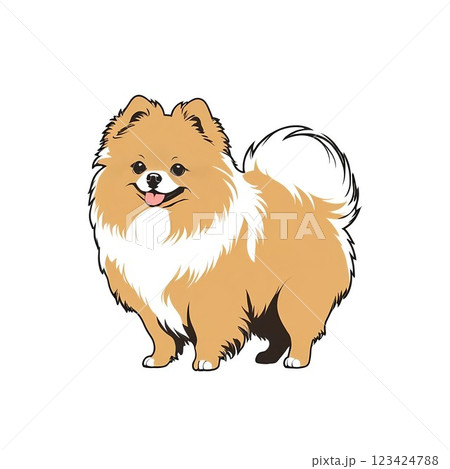 シンプルなポメラニアンのイラスト シンプルなポメラニアンのイラスト 123424788