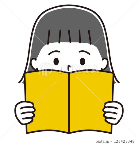 本を読む女の子　黒髪 123425349