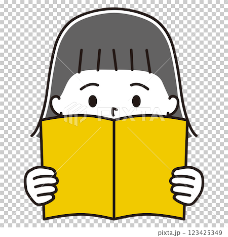 本を読む女の子　黒髪 123425349