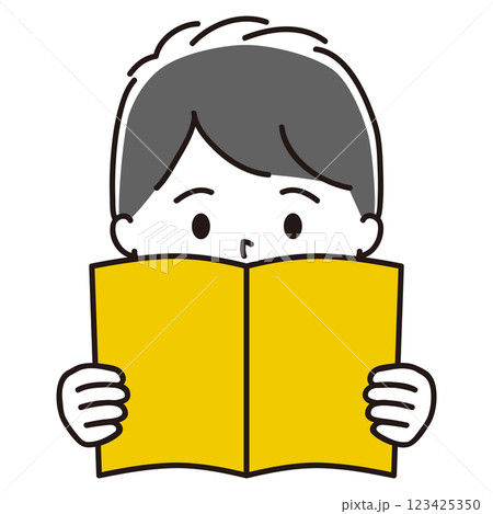 本を読む男の子　黒髪 123425350