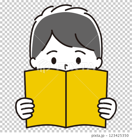 本を読む男の子　黒髪 123425350