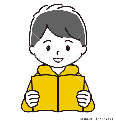 本を読む男の子　笑顔　黒髪 123425354