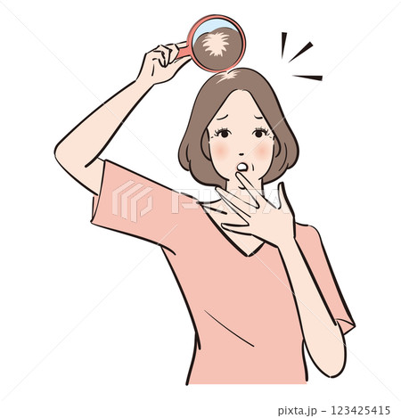 髪のトラブルに悩むミディアムヘアの大人女性 髪のトラブルに悩むミディアムヘアの大人女性 123425415